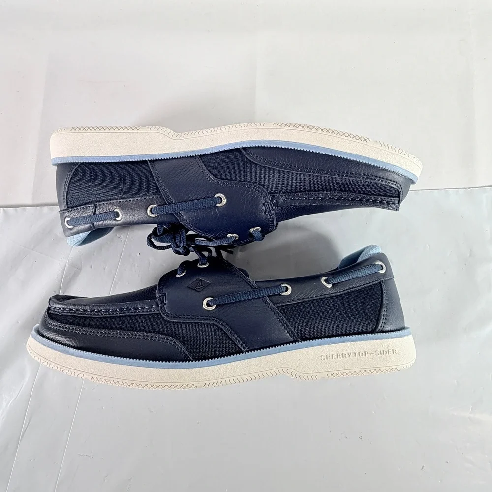 Sperry Surveyor 2-Eye Navy Blue Leather Mesh Boat Shoes Men's Size 13 M New